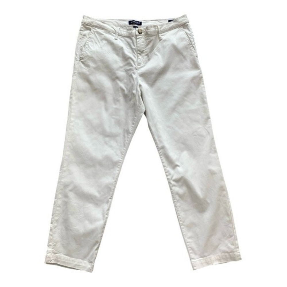 Nautica Womens White Tencel Ankle Trousers S 34 Mid Rise Fitted Cotton Blend NWT - Picture 3 of 8